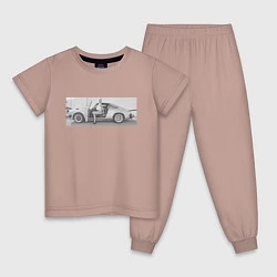 Пижама хлопковая детская Porshe, цвет: пыльно-розовый