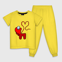 Пижама хлопковая детская Among Us Red Imposter Love, цвет: желтый