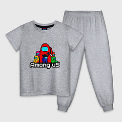 Пижама хлопковая детская AMONG US, цвет: меланж