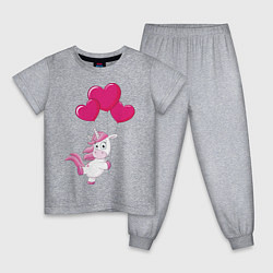 Пижама хлопковая детская Пони на шариках, цвет: меланж