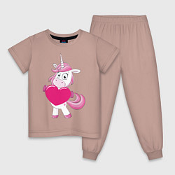 Пижама хлопковая детская Love, цвет: пыльно-розовый