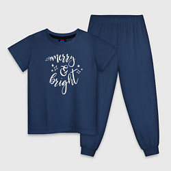 Пижама хлопковая детская Merry & bright, цвет: тёмно-синий