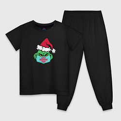 Пижама хлопковая детская Covid Grinch, цвет: черный