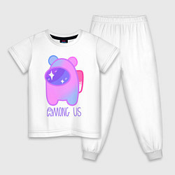 Пижама хлопковая детская AMONG US - SPACE, цвет: белый