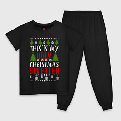 Пижама хлопковая детская My ugly christmas sweater, цвет: черный