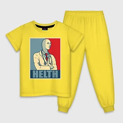 Пижама хлопковая детская Helth, цвет: желтый