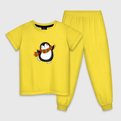 Пижама хлопковая детская ПИНГВИНЁНОК парная, цвет: желтый