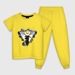 Пижама хлопковая детская Графит и золото: олень, цвет: желтый