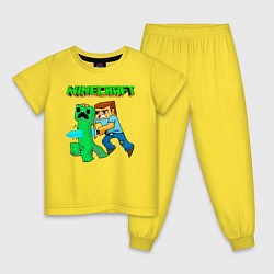 Пижама хлопковая детская Minecraft, цвет: желтый