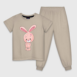 Пижама хлопковая детская Зая розовый, цвет: миндальный