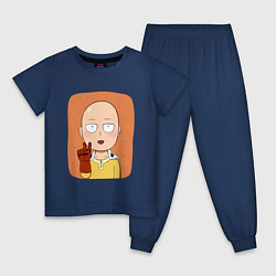 Пижама хлопковая детская Сайтама One Punch Man, цвет: тёмно-синий