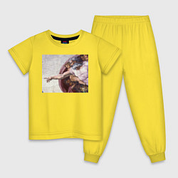 Пижама хлопковая детская Искусство, цвет: желтый
