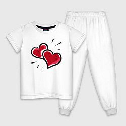 Пижама хлопковая детская Hearts, цвет: белый