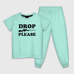Пижама хлопковая детская Drop Please, цвет: мятный