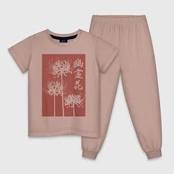 Пижама хлопковая детская Призрачный цветок, цвет: пыльно-розовый