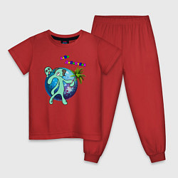 Пижама хлопковая детская Аквадискотека, цвет: красный
