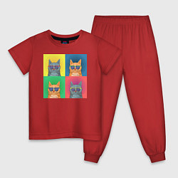 Пижама хлопковая детская Pop Art Коты, цвет: красный
