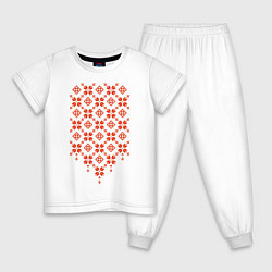 Пижама хлопковая детская Белорусская вышиванка, цвет: белый