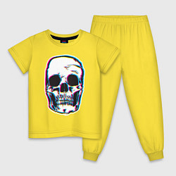 Пижама хлопковая детская Glitch Skull, цвет: желтый