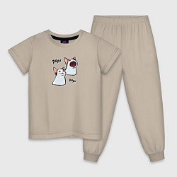 Пижама хлопковая детская Pop Cat, цвет: миндальный