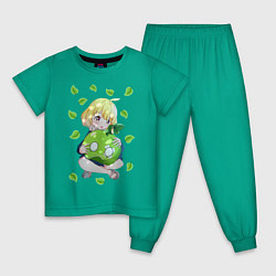 Пижама хлопковая детская Суйка, цвет: зеленый