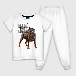 Пижама хлопковая детская ЧОП - ротвейлер из GTA 5, цвет: белый