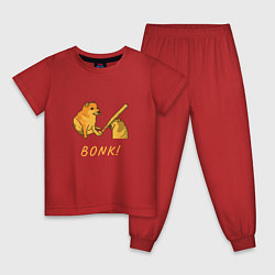 Пижама хлопковая детская Doge Bonk go to horny jail, цвет: красный