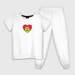Пижама хлопковая детская Сердечко, цвет: белый