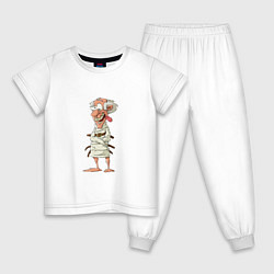 Пижама хлопковая детская Псих, цвет: белый