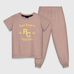 Пижама хлопковая детская Ryan Coopers Driving School, цвет: пыльно-розовый
