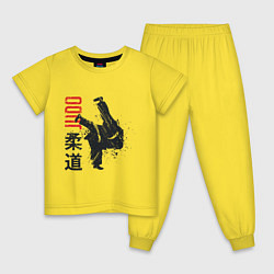 Пижама хлопковая детская Дзюдо, цвет: желтый