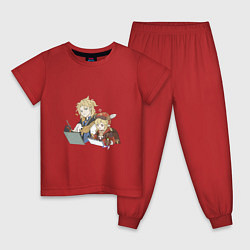 Пижама хлопковая детская Альбедо и Кли, цвет: красный