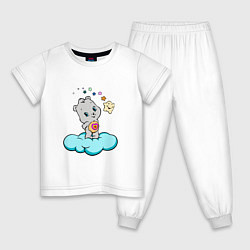 Пижама хлопковая детская Девушка-медведь, цвет: белый