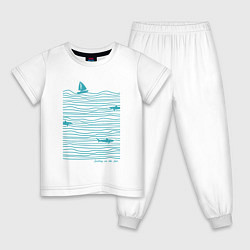 Пижама хлопковая детская Море, цвет: белый