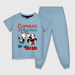 Пижама хлопковая детская Cuphead & Mugman, цвет: мягкое небо