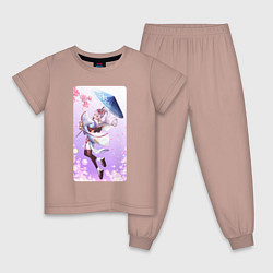 Пижама хлопковая детская Аяка, цвет: пыльно-розовый