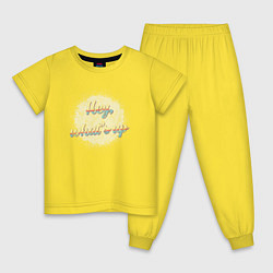 Пижама хлопковая детская Привет, как дела, цвет: желтый
