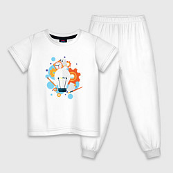 Пижама хлопковая детская Наука, цвет: белый