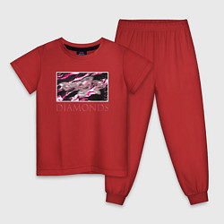 Пижама хлопковая детская DIAMONDS, цвет: красный