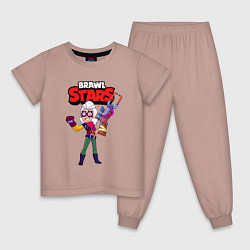 Пижама хлопковая детская Белль Belle Brawl Stars, цвет: пыльно-розовый