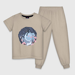 Пижама хлопковая детская Легоси и Хару, цвет: миндальный
