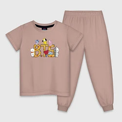Пижама хлопковая детская BTS ПЕРСОНАЖИ BT21, цвет: пыльно-розовый