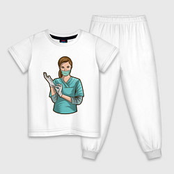 Пижама хлопковая детская Медсестра Nurse Z, цвет: белый