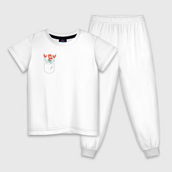 Пижама хлопковая детская Zoidberg карман, цвет: белый