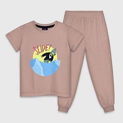 Пижама хлопковая детская Slide Bender, цвет: пыльно-розовый