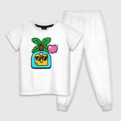 Пижама хлопковая детская SPROUT ICON 2, цвет: белый