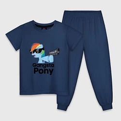 Пижама хлопковая детская Gangsta pony, цвет: тёмно-синий