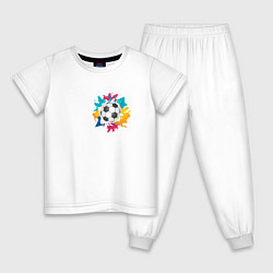 Пижама хлопковая детская Abstrct ball, цвет: белый