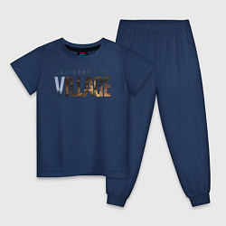 Пижама хлопковая детская Resident Evil 8 Village Logo, цвет: тёмно-синий