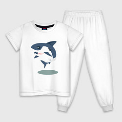 Пижама хлопковая детская Акуленок, цвет: белый